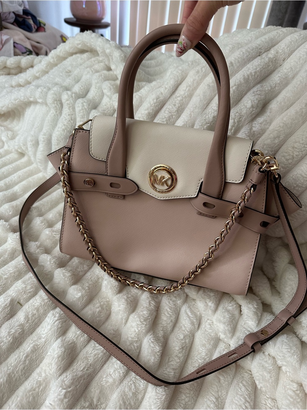 Michael Kors Two-Tone Pink & Cream Saffiano Leather Satchel
